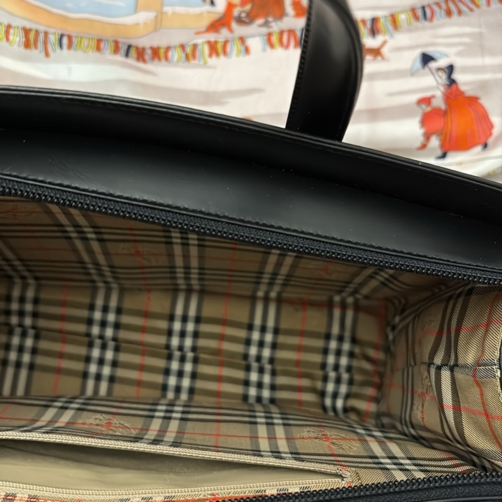 Burberry Black Leather Briefcase medium size with Signature Check - Picture 7 of 16